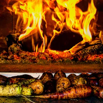 Grilled vegetables roasting at Castle Hot Springs