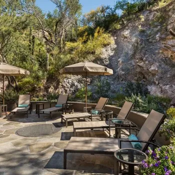 Castle Hot Springs Tan Poolside Lounge Chairs