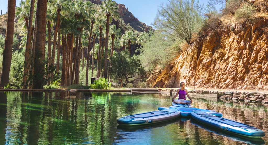 Meditating at Castle Hot Springs, a luxury hot springs resort in the USA
