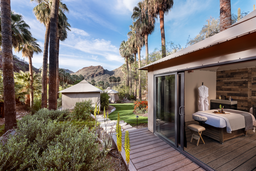 spa cabana at a luxury hot springs resort in the USA