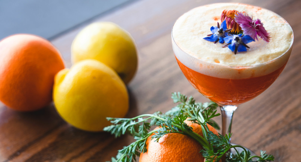 24 Carrot Gold Mocktails at Bar 1896 at a luxury hot springs resort in USA