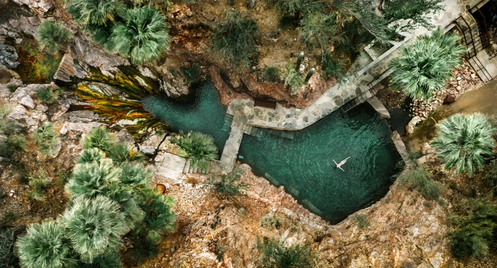 Aerial View of the Natural Hot springs at Castle Hot Springs Resort inArizona