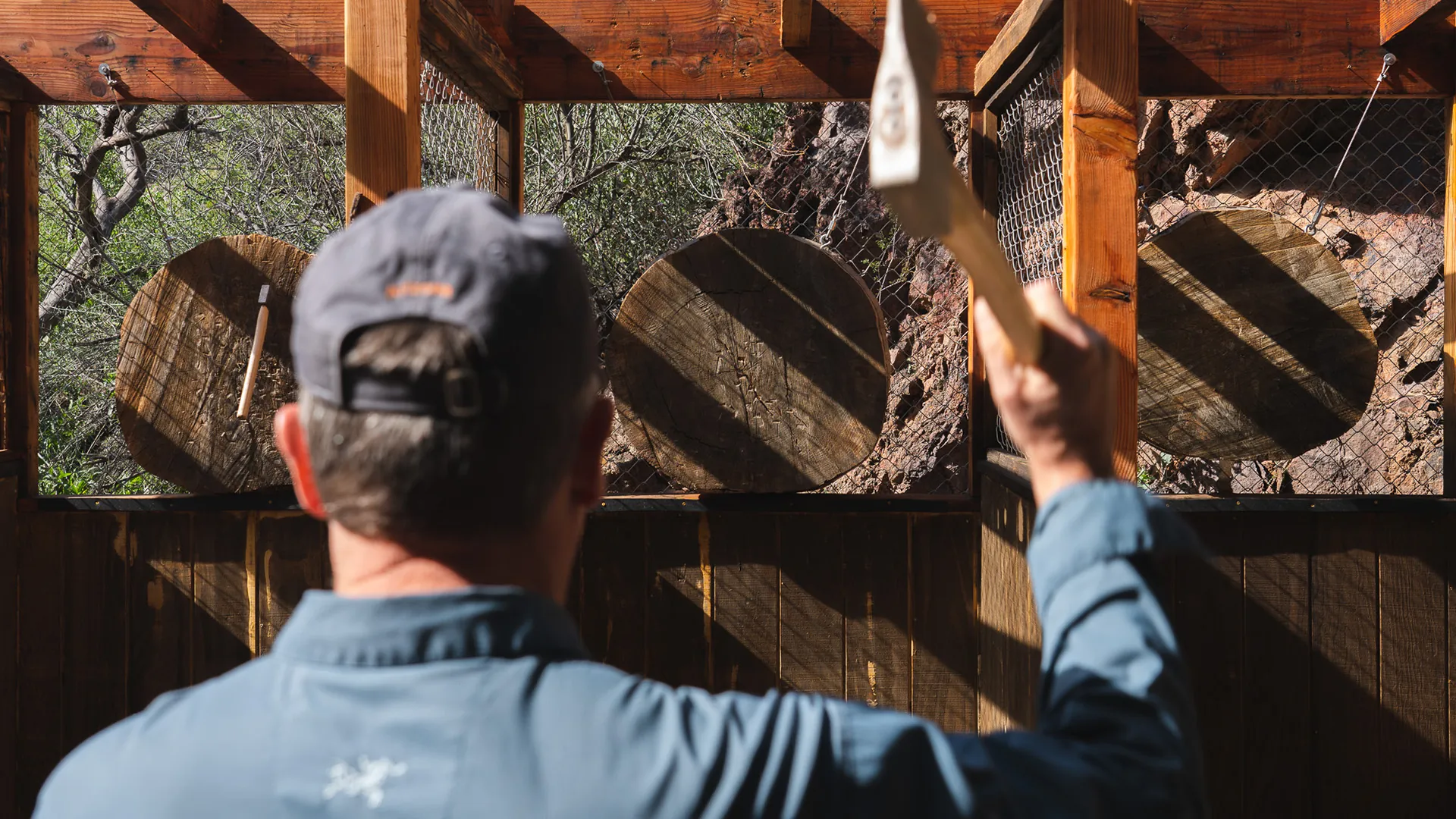 Axe throwing at a top wellness resort in Arizona, Castle Hot Springs