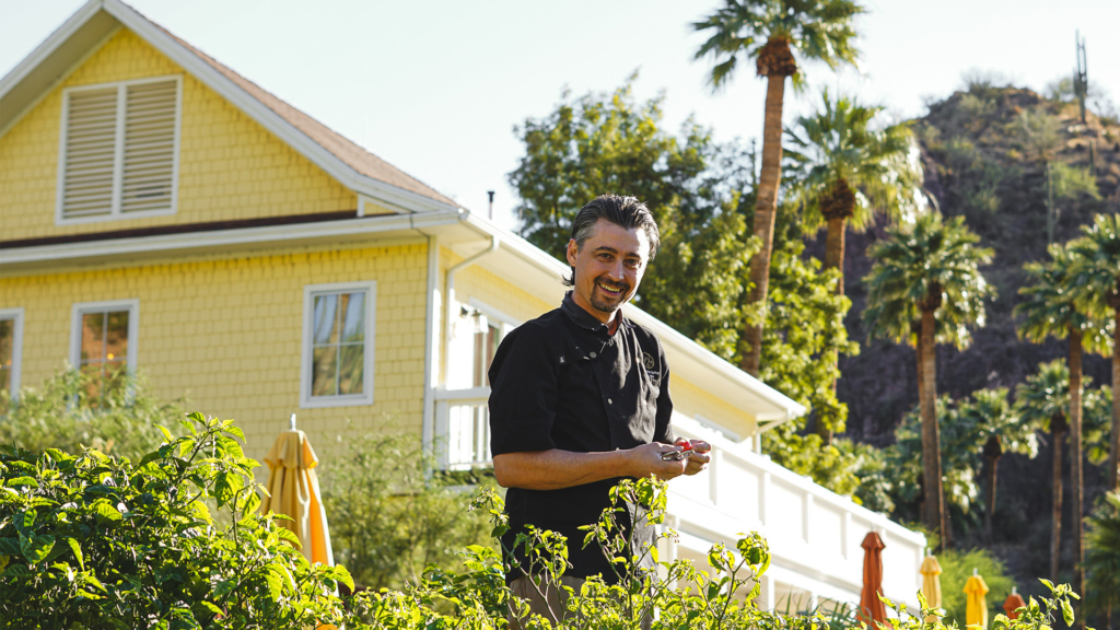 Chef Chris Knouse in the Garden