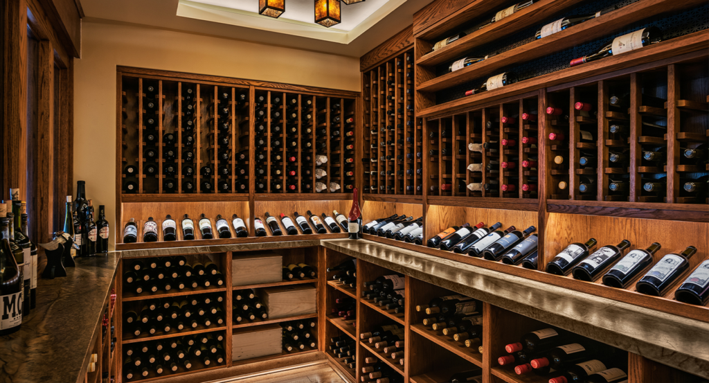 The wine cellar at Harvest at Castle Hot Springs.