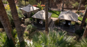 Three spa and wellness retreat in Arizona tents set up for treatments