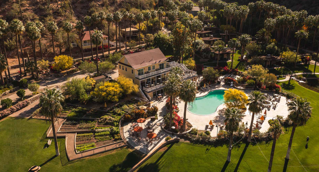 Castle Hot Springs resort overhead view