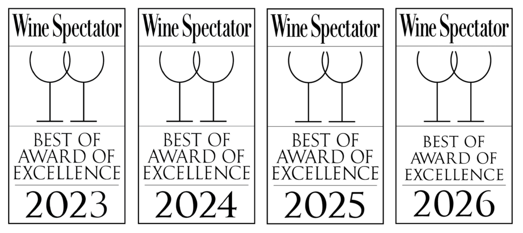 Wine Spectator Best of Award of Excellence for 2023, 2024, 2025, 2026 for Castle Hot Springs