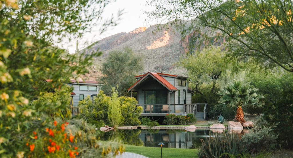 Private bungalows and cabins at Castle Hot Springs.