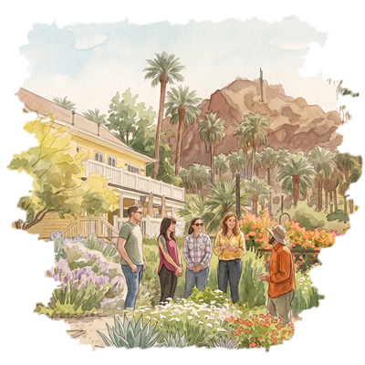 Illustration of People on a Farm Tour